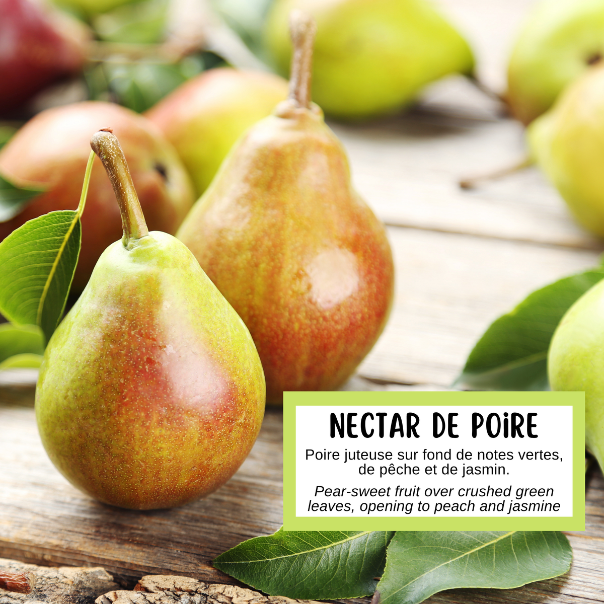 Description de la fragrance du savon à la poire fait à la main au Québec par Effet Lotus.