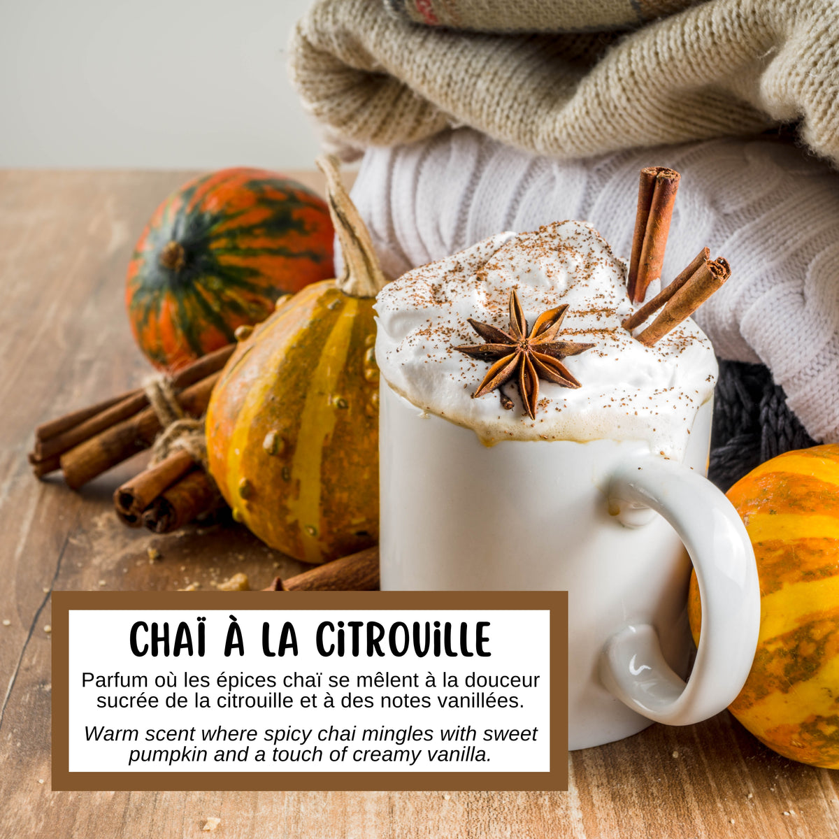 Description de la fragrance du savon exfoliant chaï à la citrouille