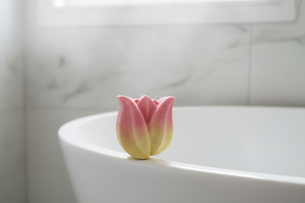 Bombe de bain TULIPE (jaune & corail)