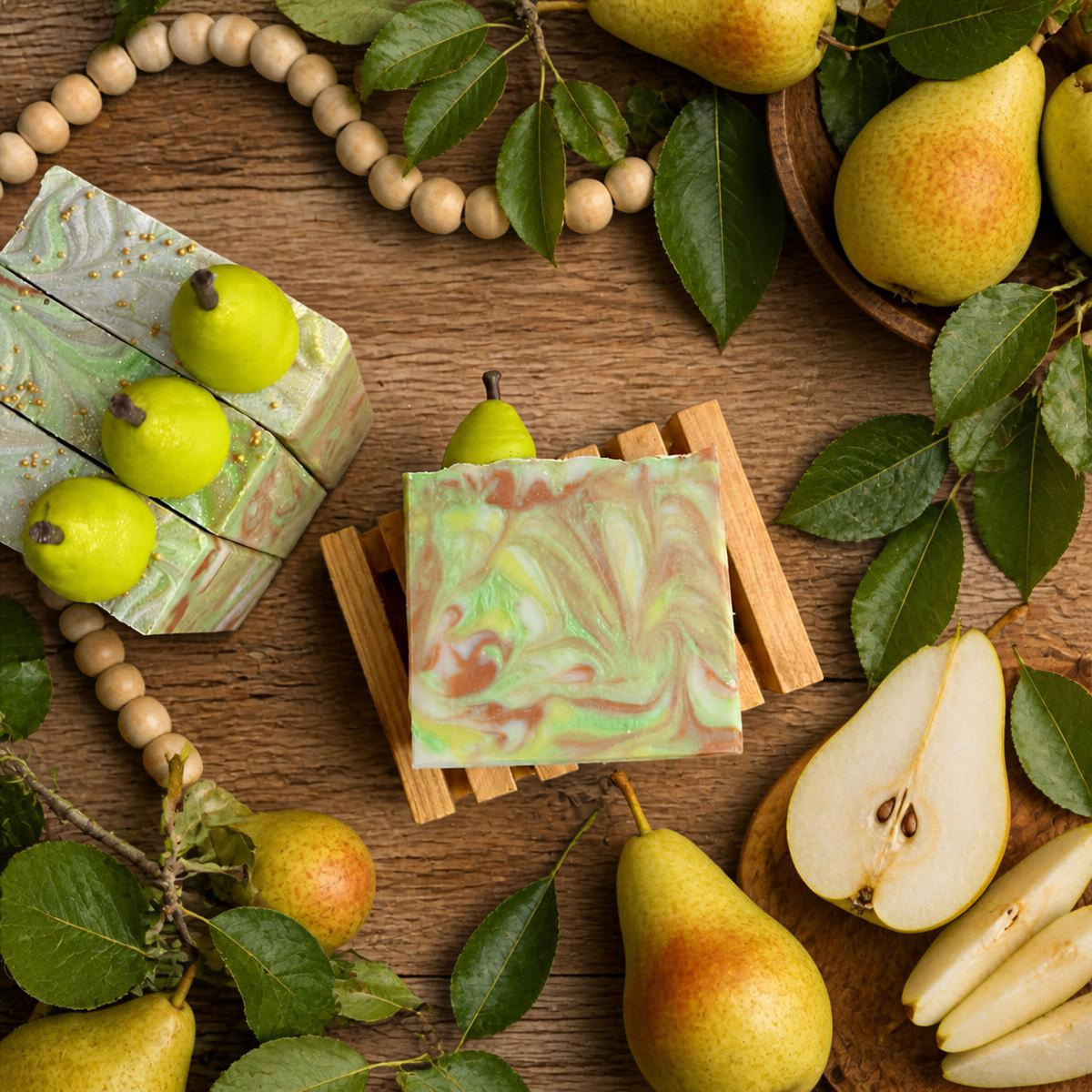 Temps des récoltes du savon à la poire artisanal