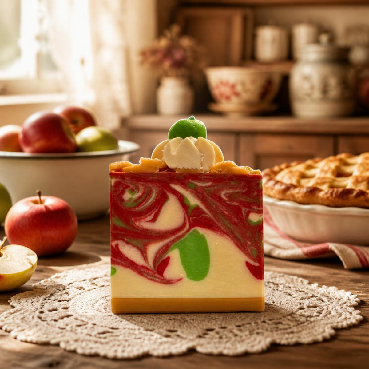Gros plan sur le savon tarte aux pomme