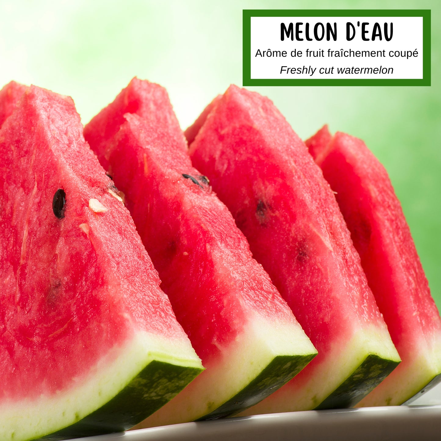 Description de la fragrance sans phtalates utilisée dans le savon melon d'eau fabriqué à la main par Effet Lotus à Ascot Corner en Estrie