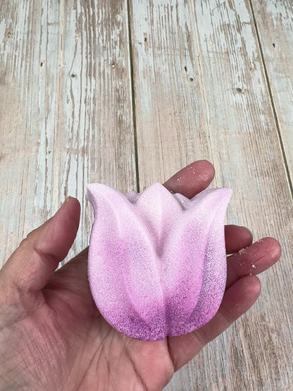 Bombe de bain TULIPE (mauve & blanche)