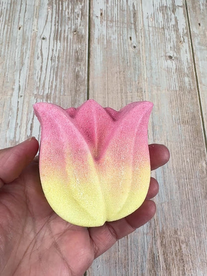 Bombe de bain TULIPE (jaune & corail)