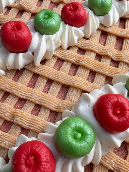 Gros plan sur le dessus du savon tarte aux pommes