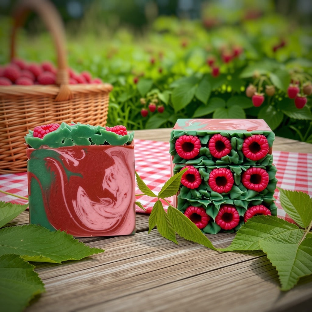 Savon aux framboises fait à la main par Effet Lotus dans les Cantons-de-l'Est.