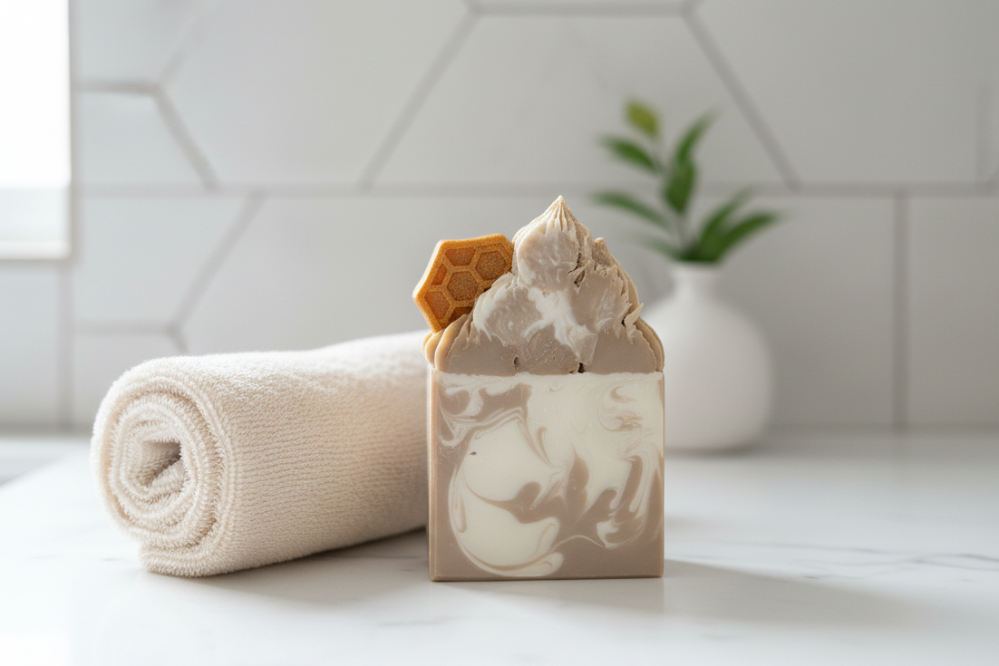 Savon Miel et avoine enrichi d’avoine colloïdale, fabriqué par Effet Lotus