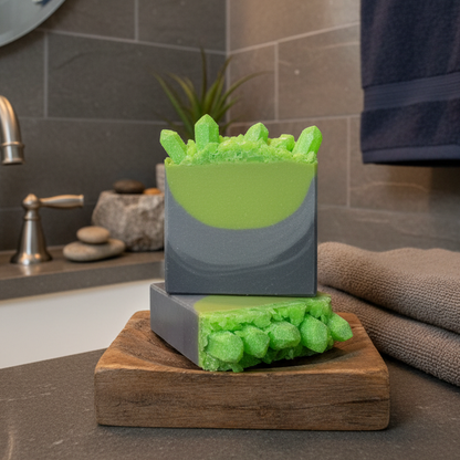 Savon avec des cristaux de kryptonite pour les fans de superhéros et pour un usage quotidien. 