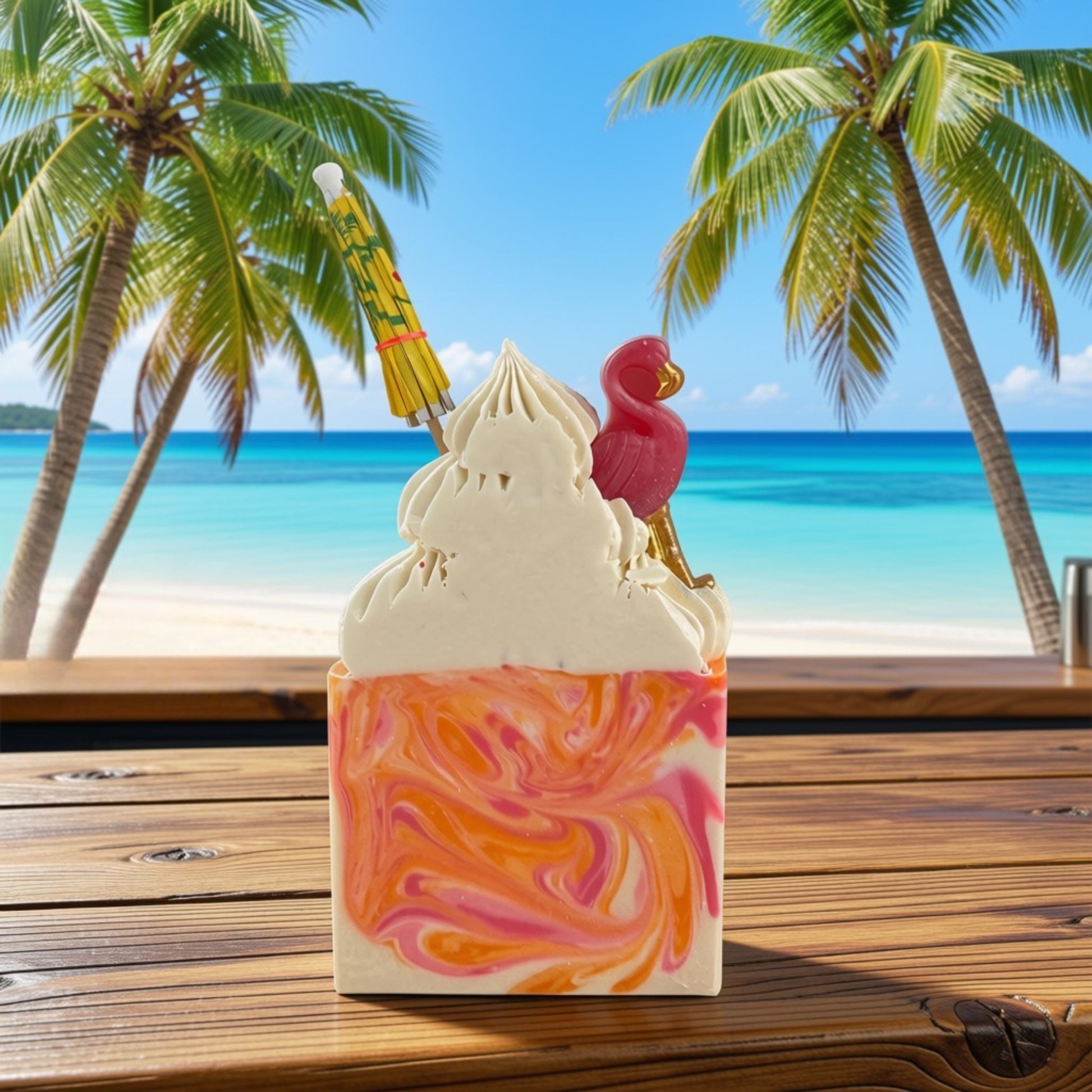 Savon avec flamant rose fait à la main.